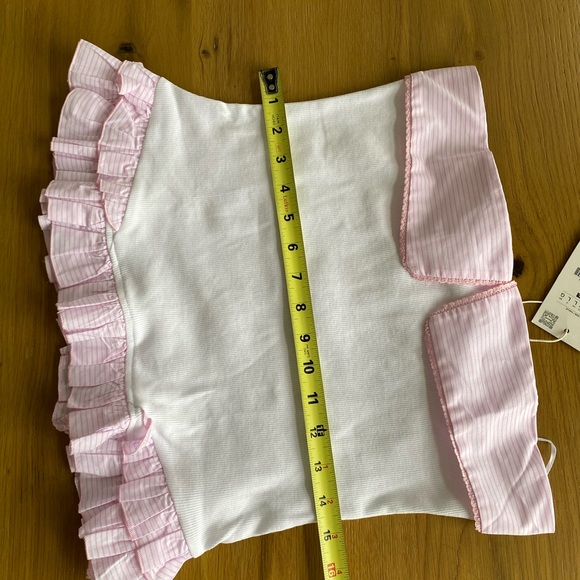 NWT Zara Pink & White Striped Ruffle Tube Top - Size L (Fits M/S) - Picture 4 of 5